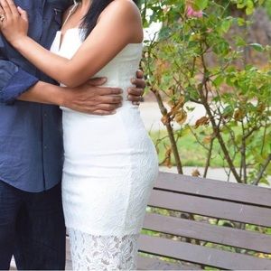 White midi dress with detachable straps